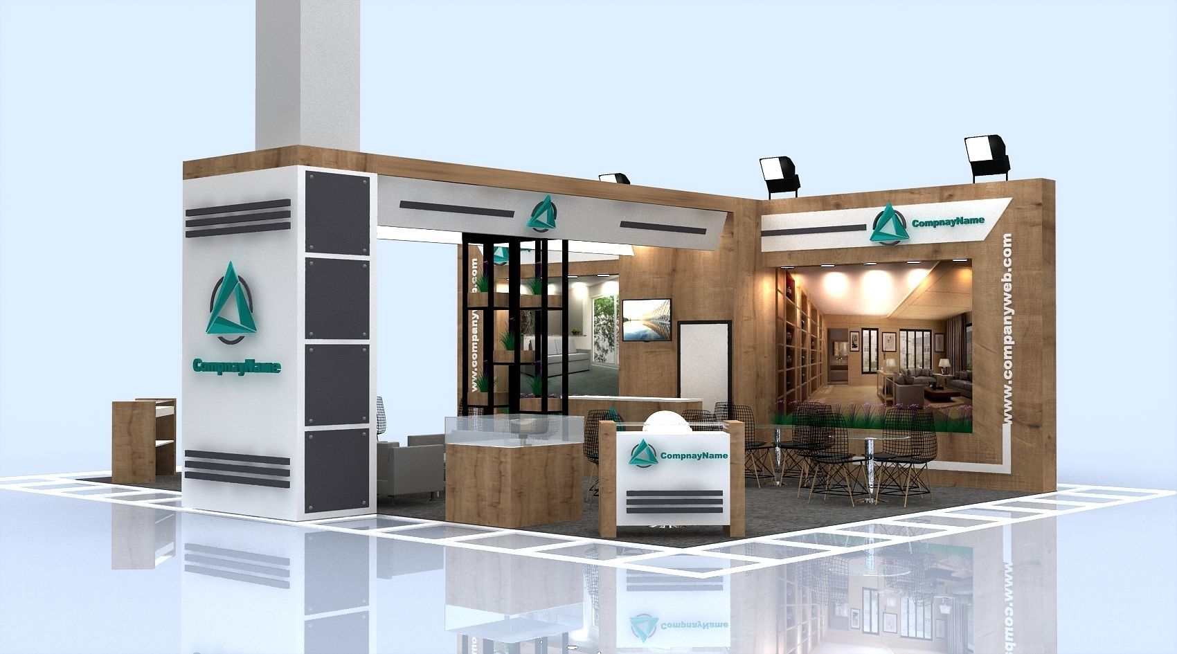 Exhibition Stall Size 10 m x 7 m Height 350 cm 3D model 3D model_2