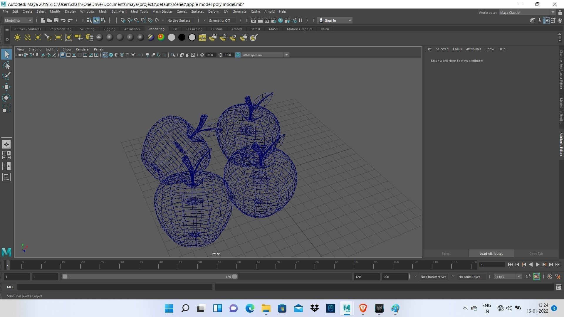 Apple Model maya model green and red apple Low-poly 3D model_3