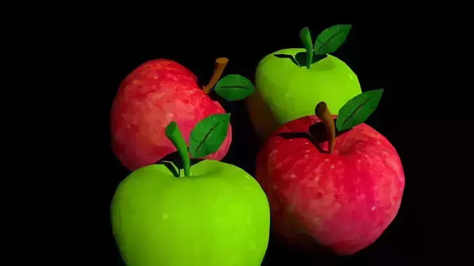 Apple Model  maya model green and red apple 