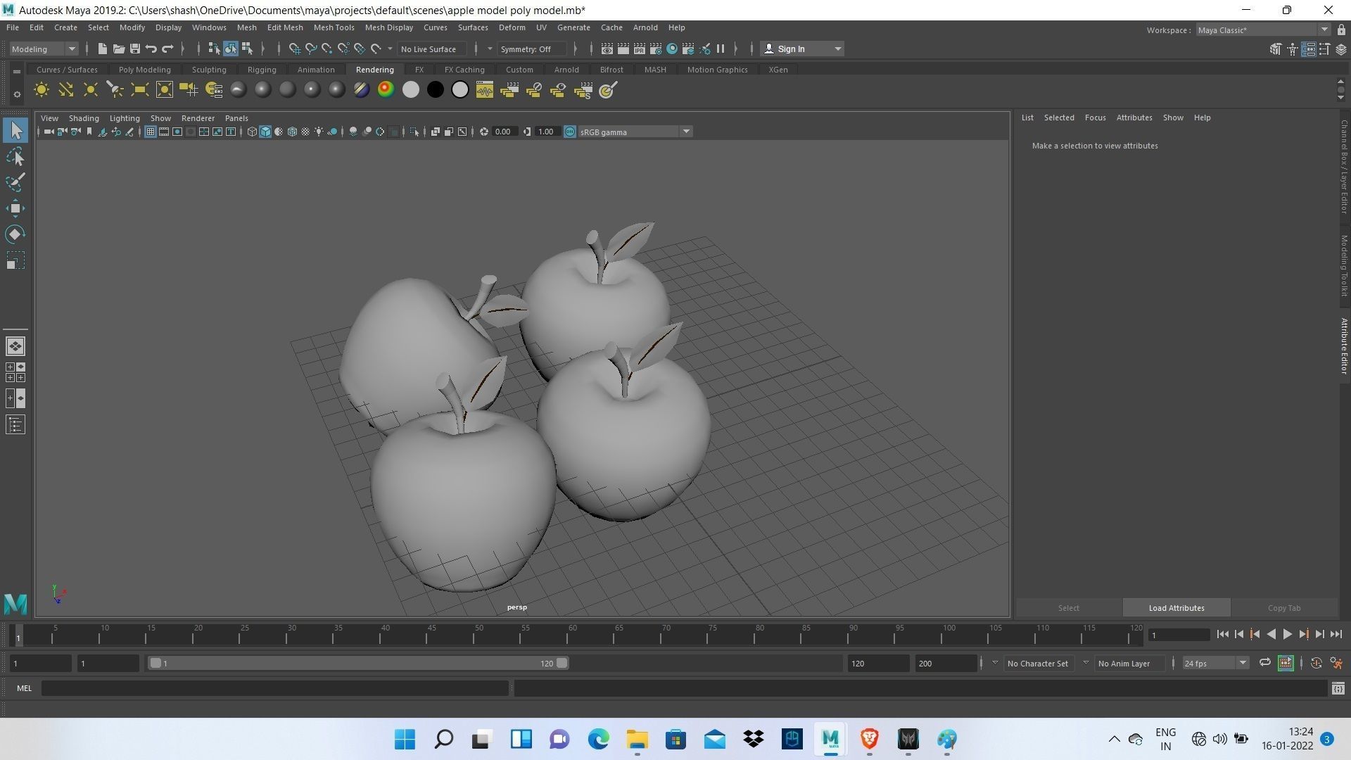 Apple Model maya model green and red apple Low-poly 3D model_2