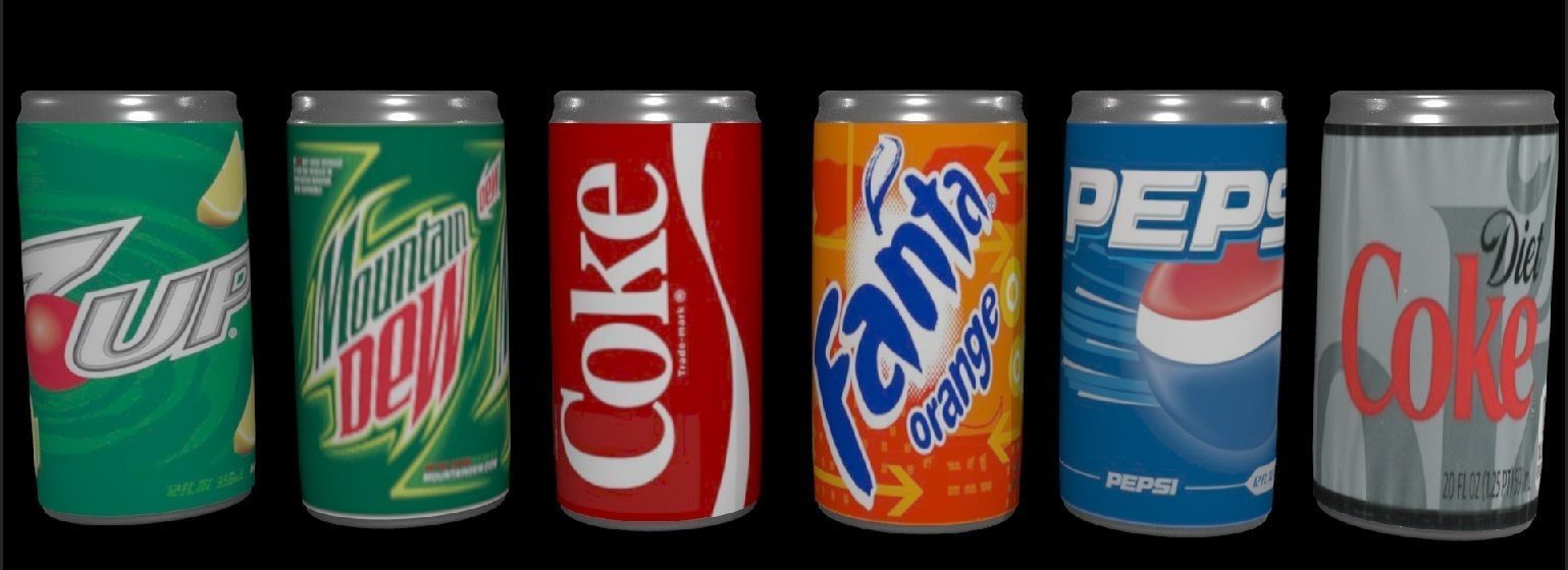 SODA CAN MODEL  PEPSI COKE SPRITE COLD DRINKS  Low-poly 3D model_3