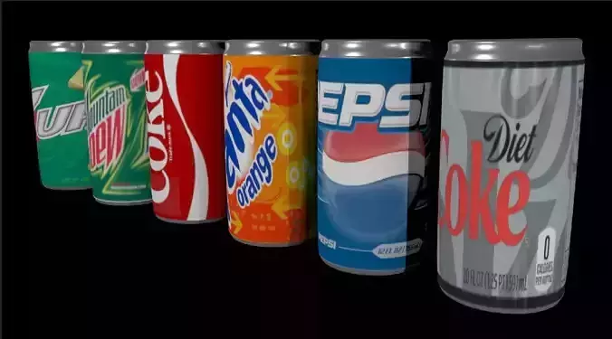 SODA CAN MODEL  PEPSI COKE SPRITE COLD DRINKS  Low-poly 3D model