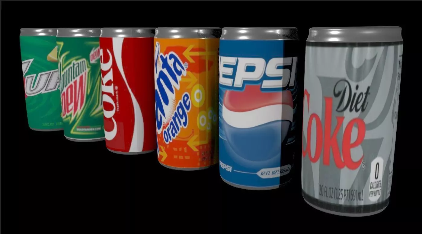 SODA CAN MODEL  PEPSI COKE SPRITE COLD DRINKS  Low-poly 3D model_0