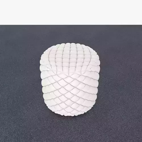 White Leather Tufted ottoman 4 3D model