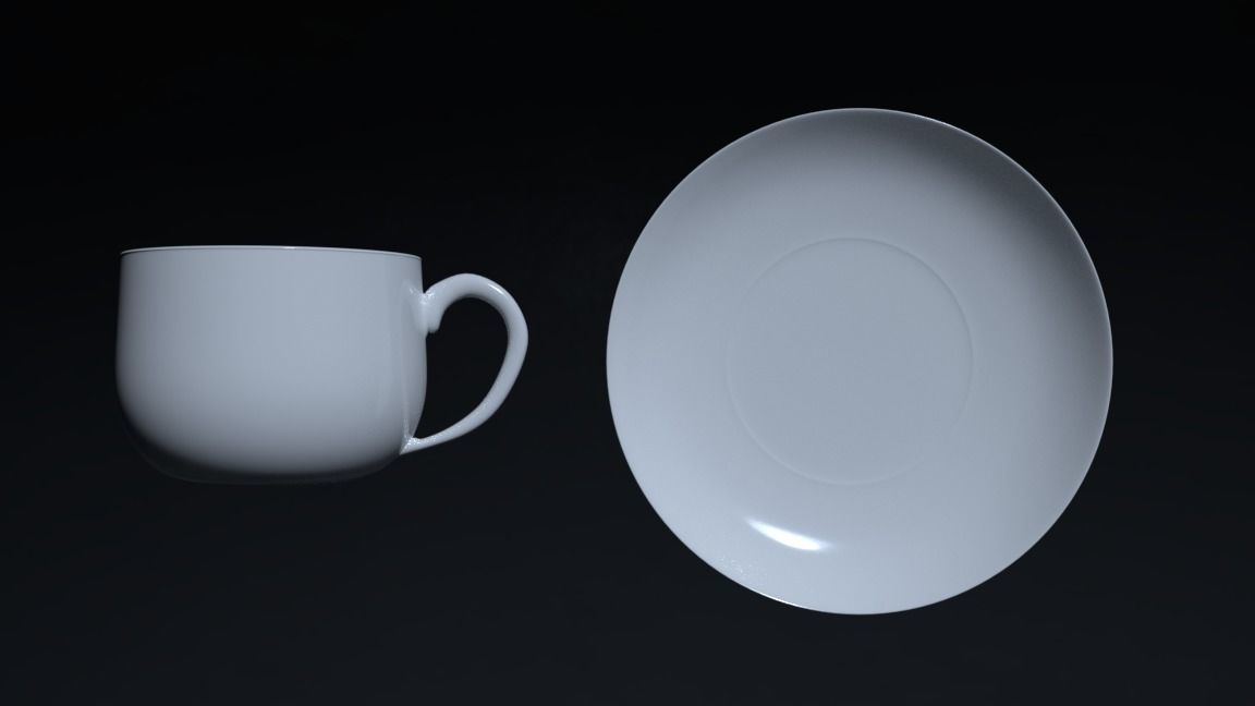 Cup n Plate-Single Set Free low-poly 3D model_1