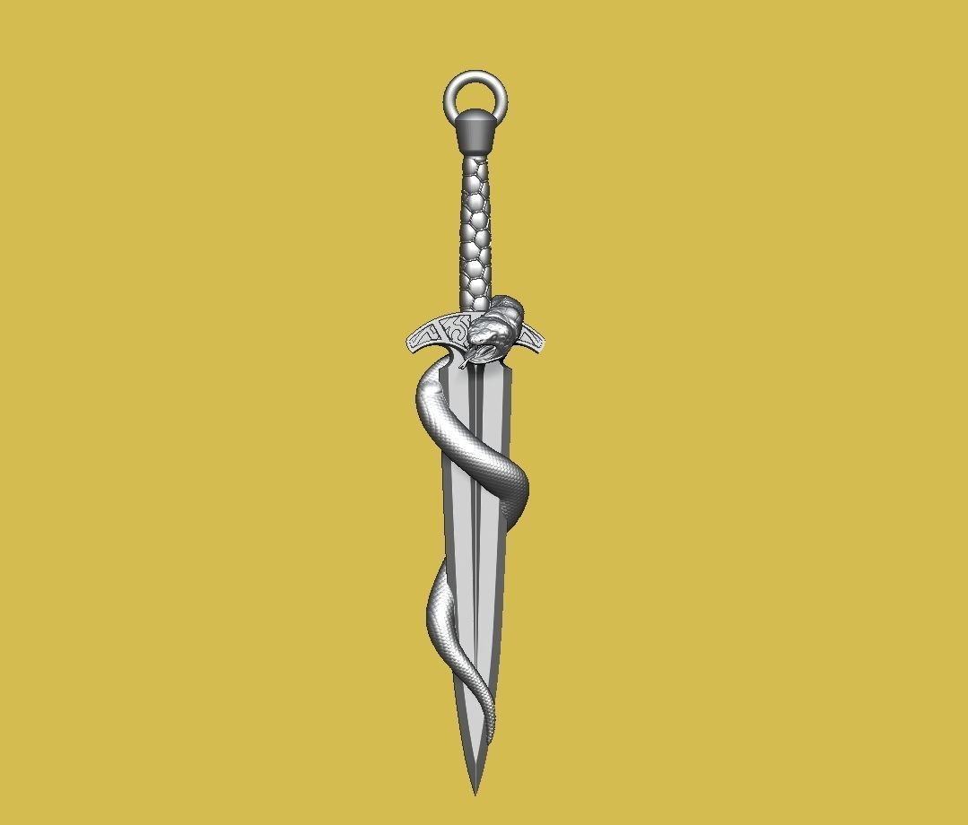 Snake Dagger Pendant 3D print model_1