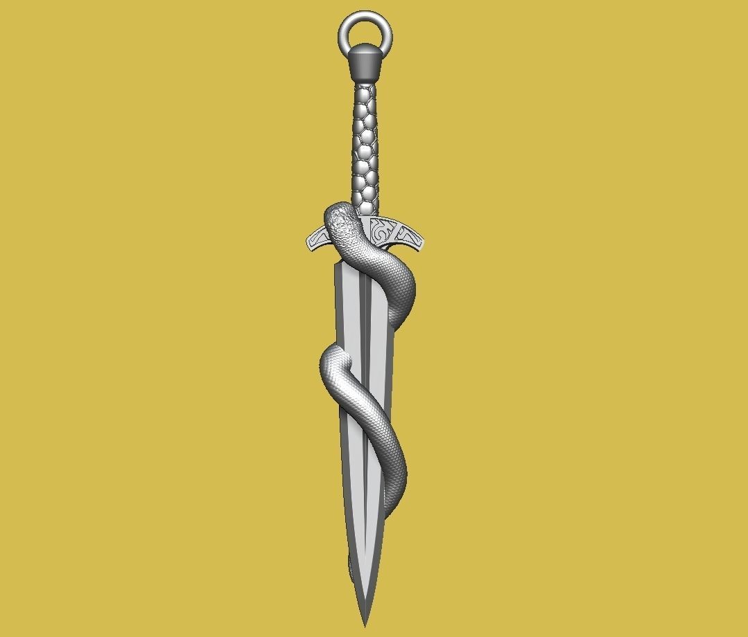 Snake Dagger Pendant 3D print model_2