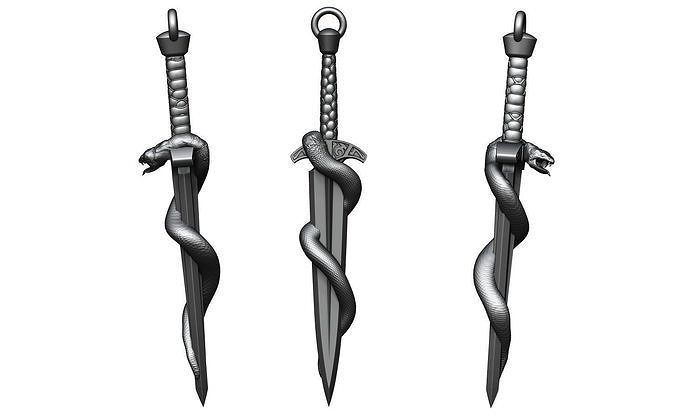 Snake Dagger Pendant 3D print model