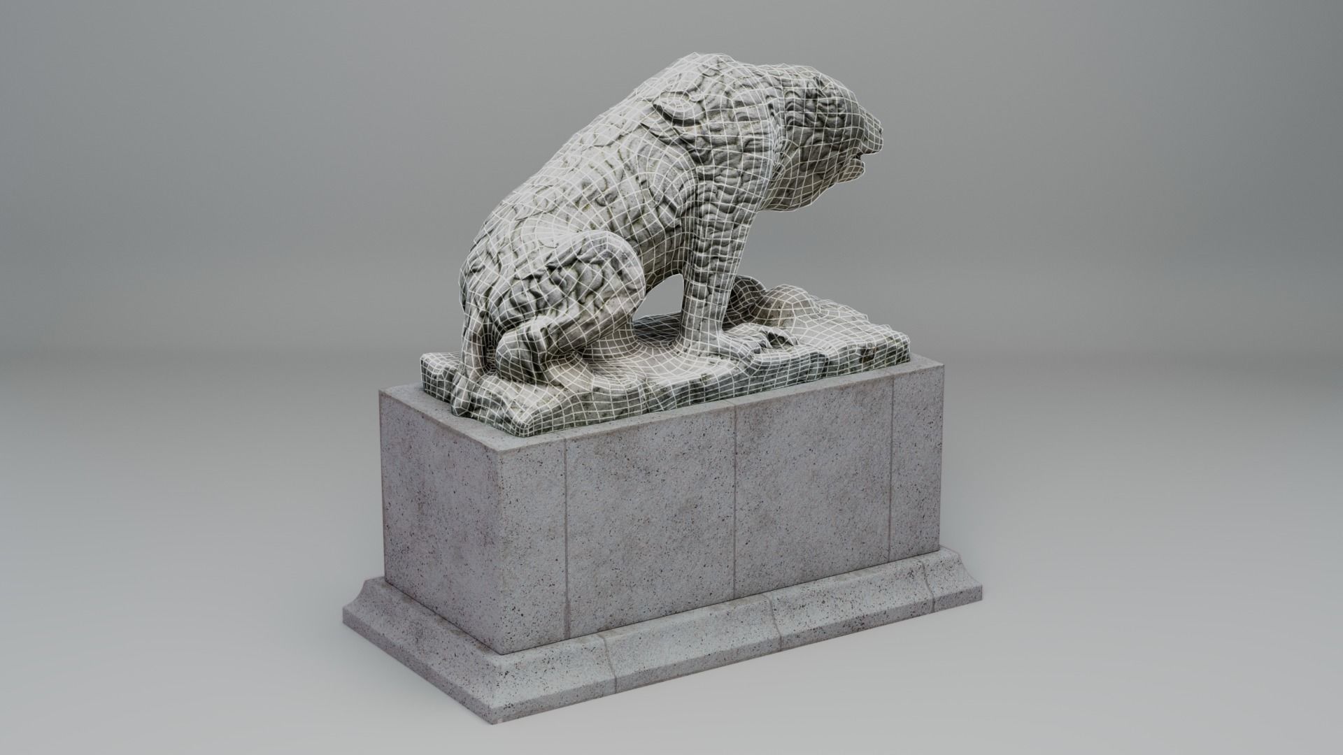 Bear Statue Low-poly 3D model_9