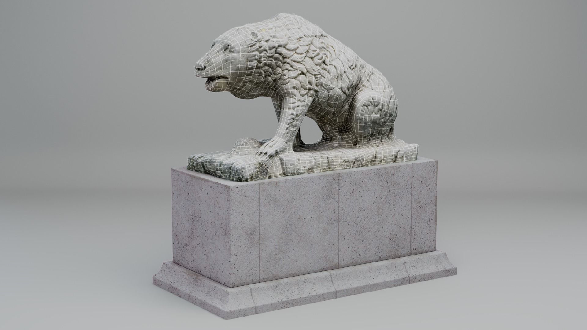Bear Statue Low-poly 3D model_7