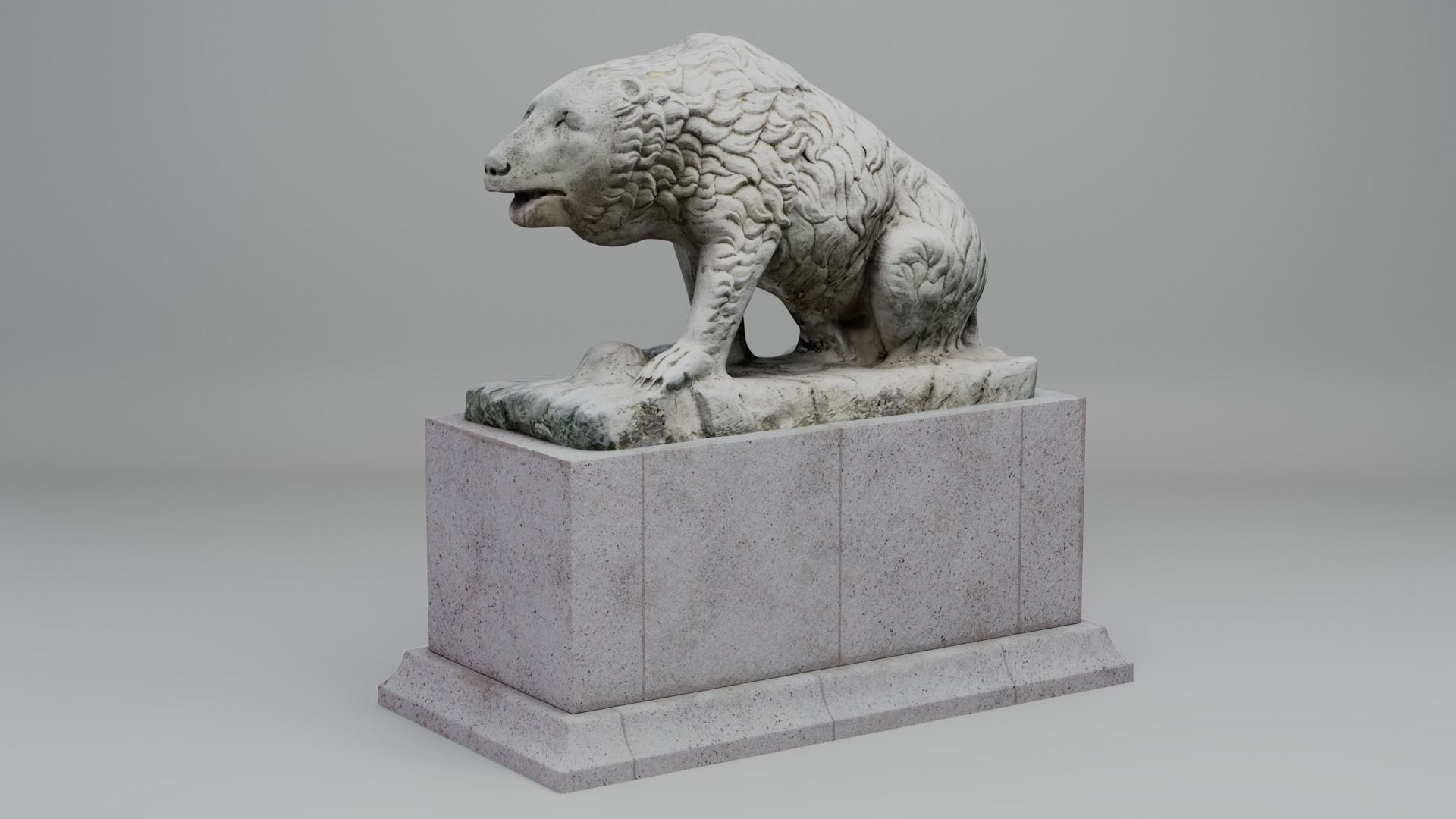 Bear Statue Low-poly 3D model_2