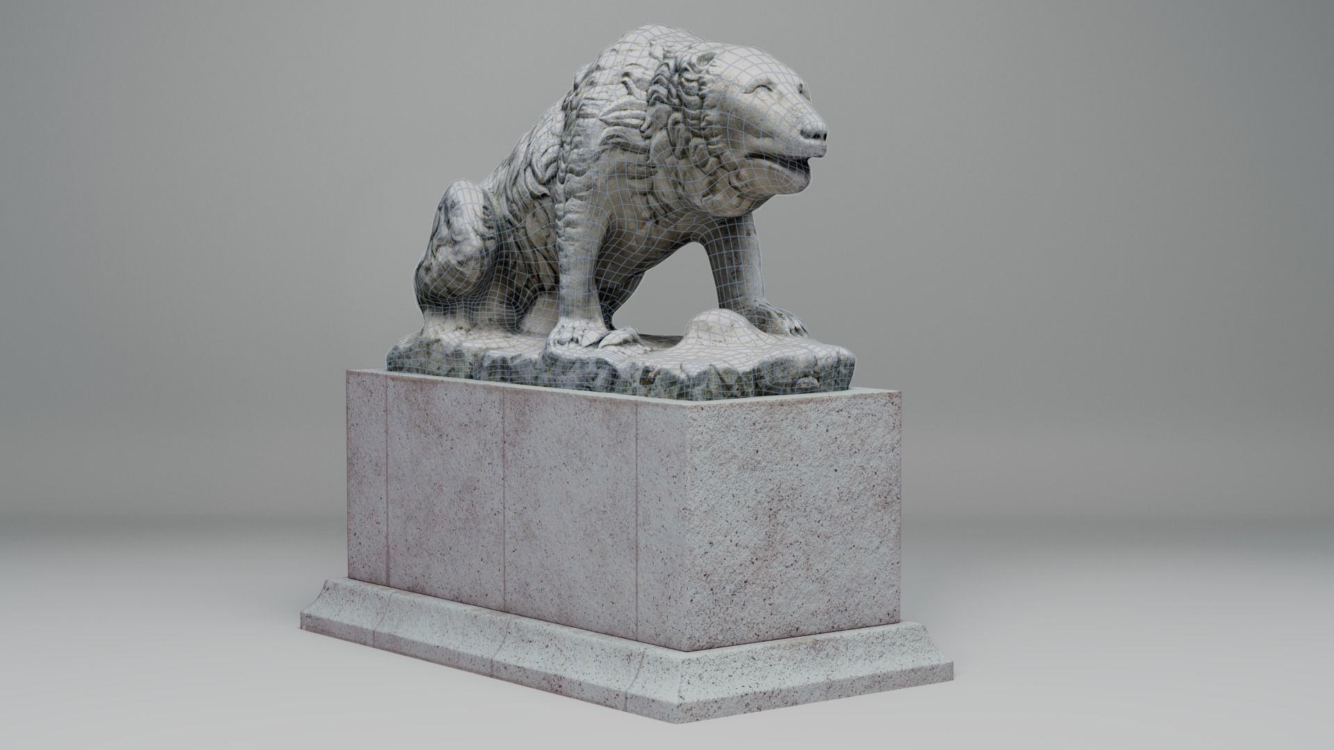 Bear Statue Low-poly 3D model_6