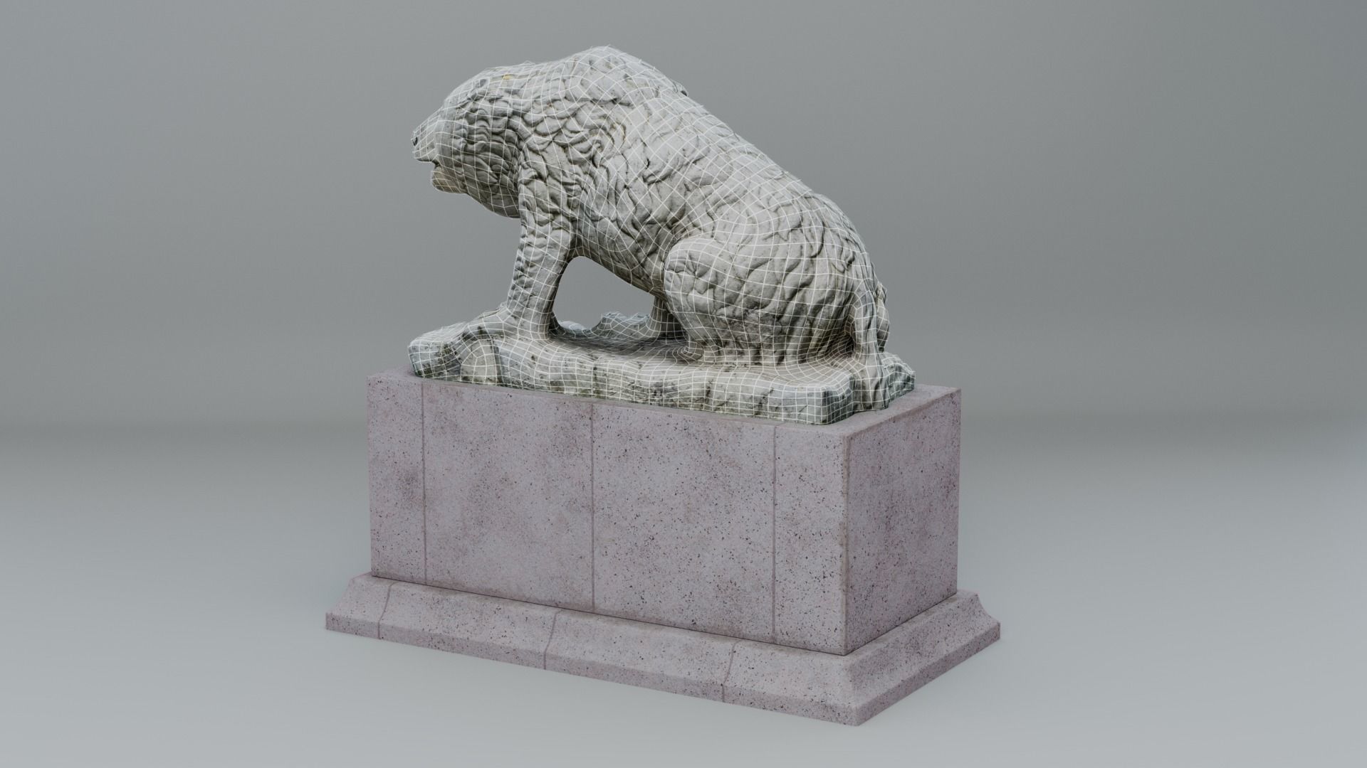 Bear Statue Low-poly 3D model_8