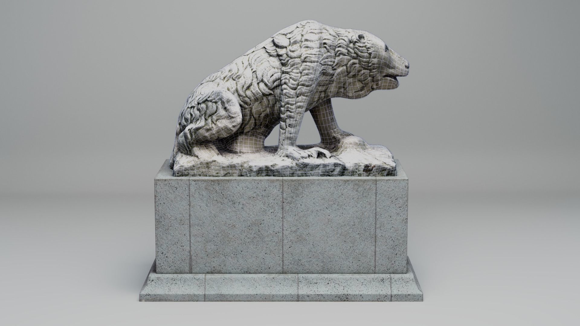 Bear Statue Low-poly 3D model_5