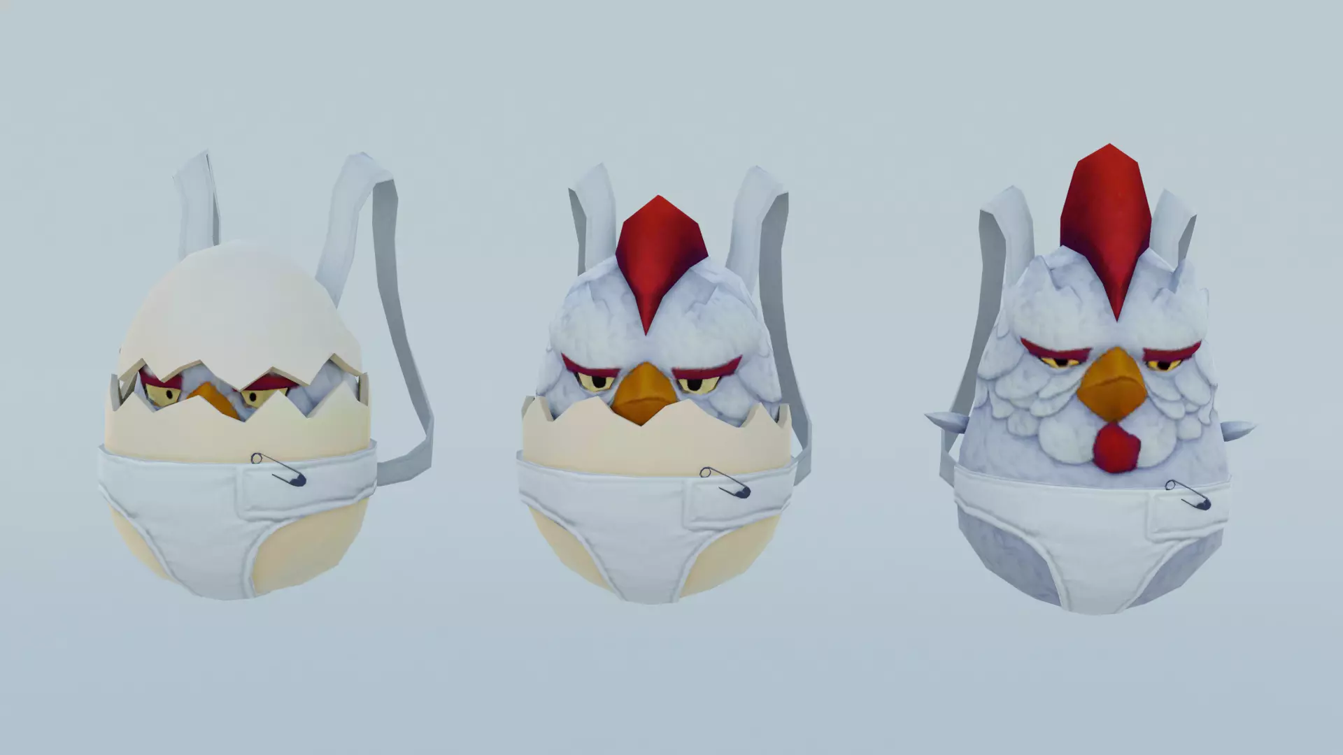 bag 3x Chicken Backpack 3D model
