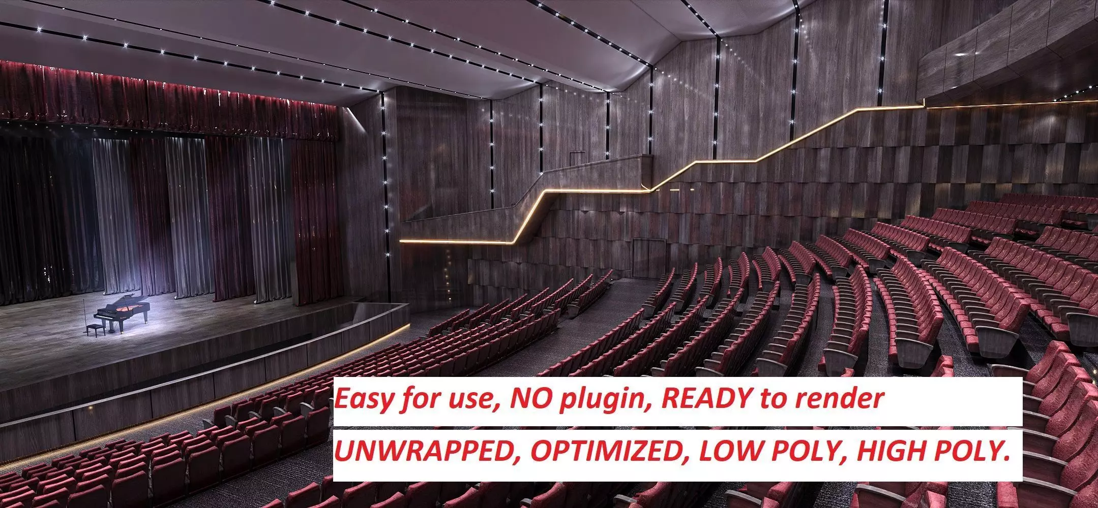 Concert Hall Optimized Low-poly 3D model_0