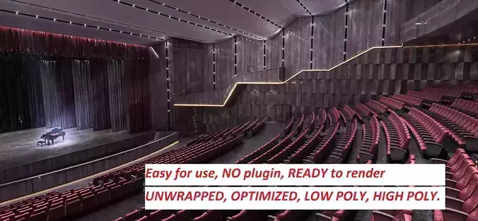 Concert Hall Optimized Low-poly 3D model