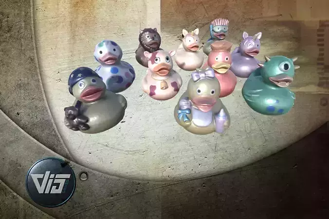 Scanned Rubberducks Low-poly 3D model