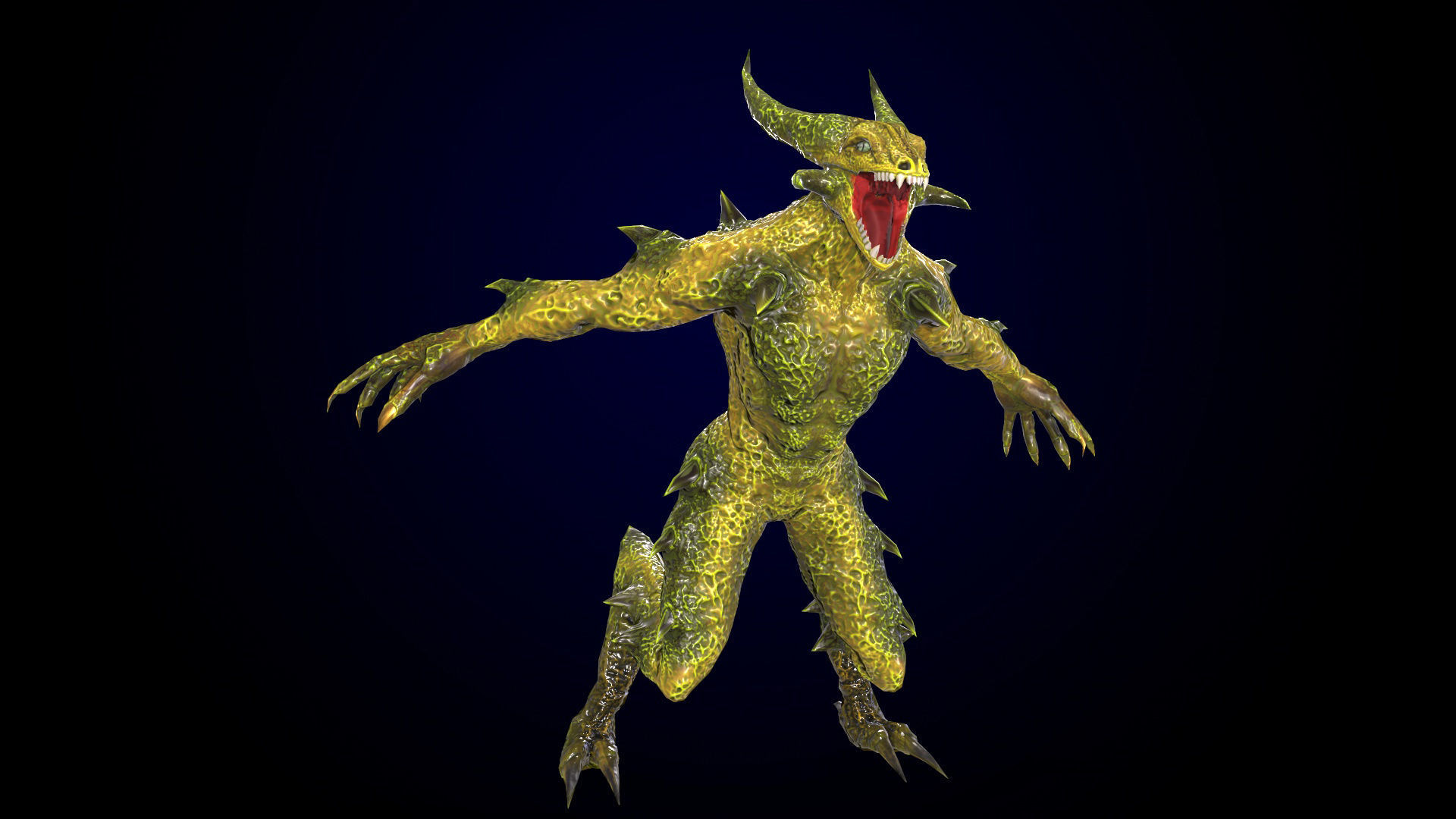 Monster reptilian Low-poly 3D model_5
