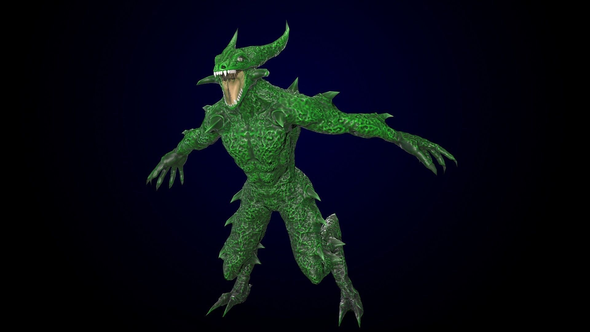Monster reptilian Low-poly 3D model_14