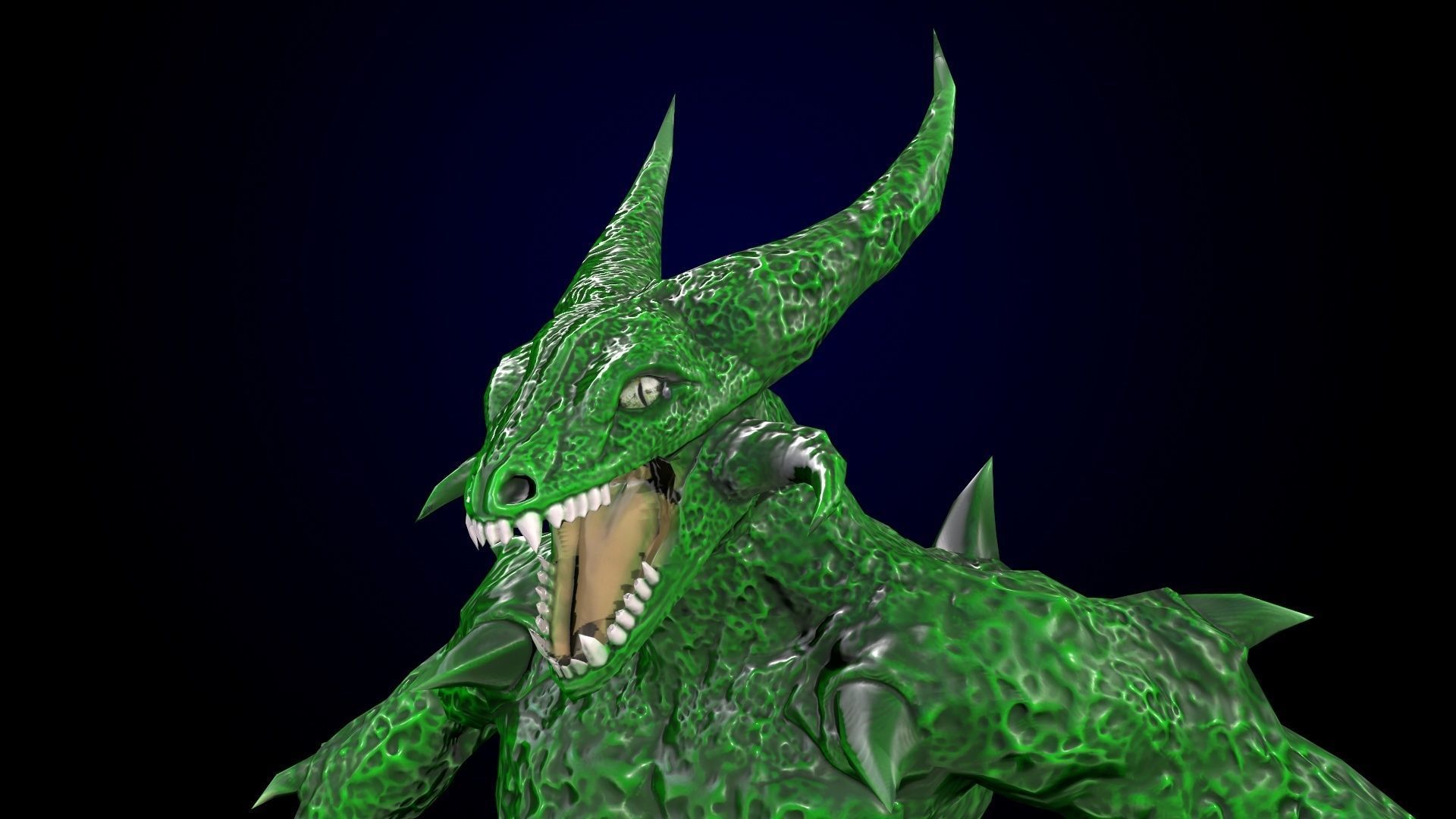 Monster reptilian Low-poly 3D model_6