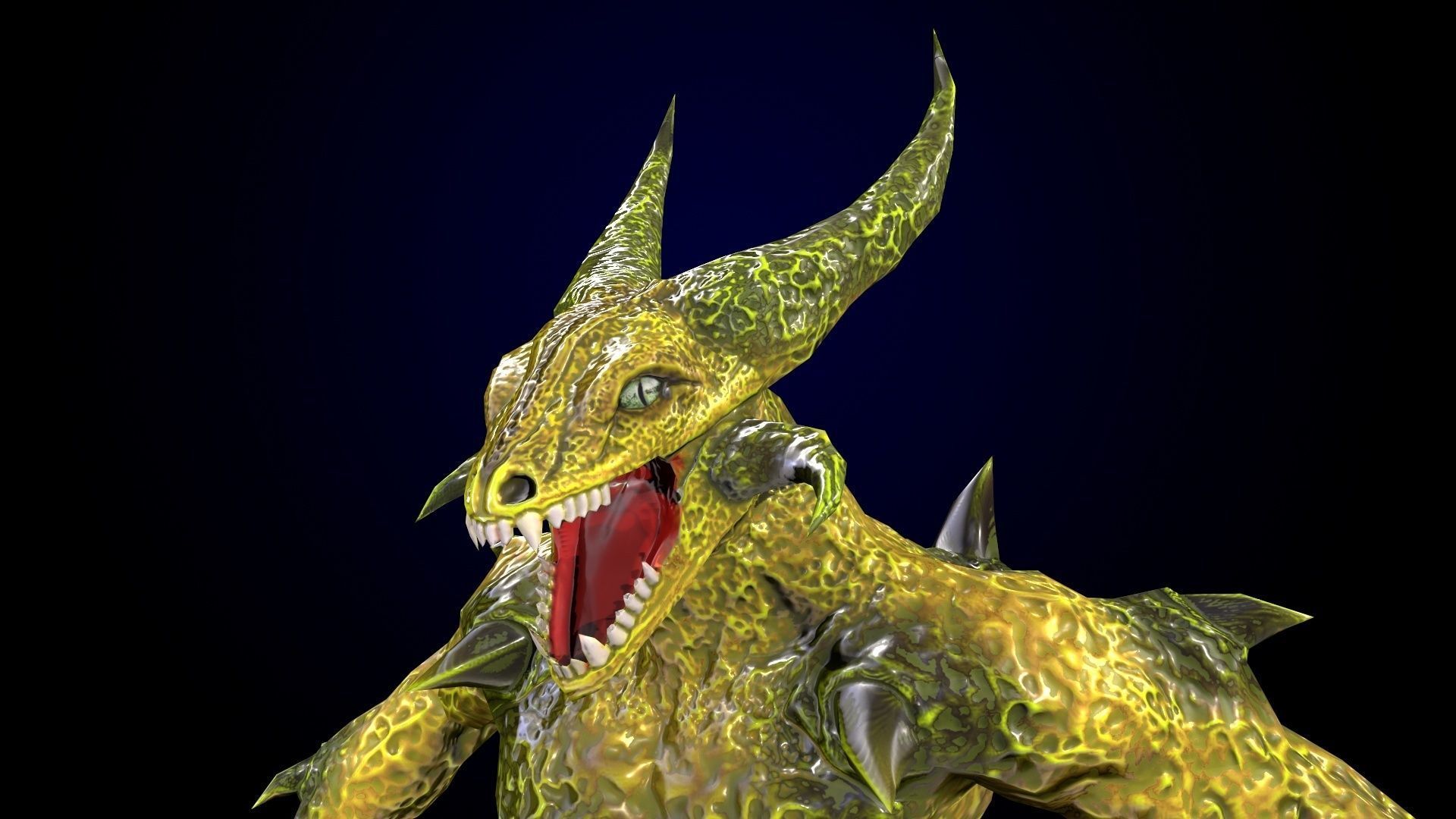 Monster reptilian Low-poly 3D model_15