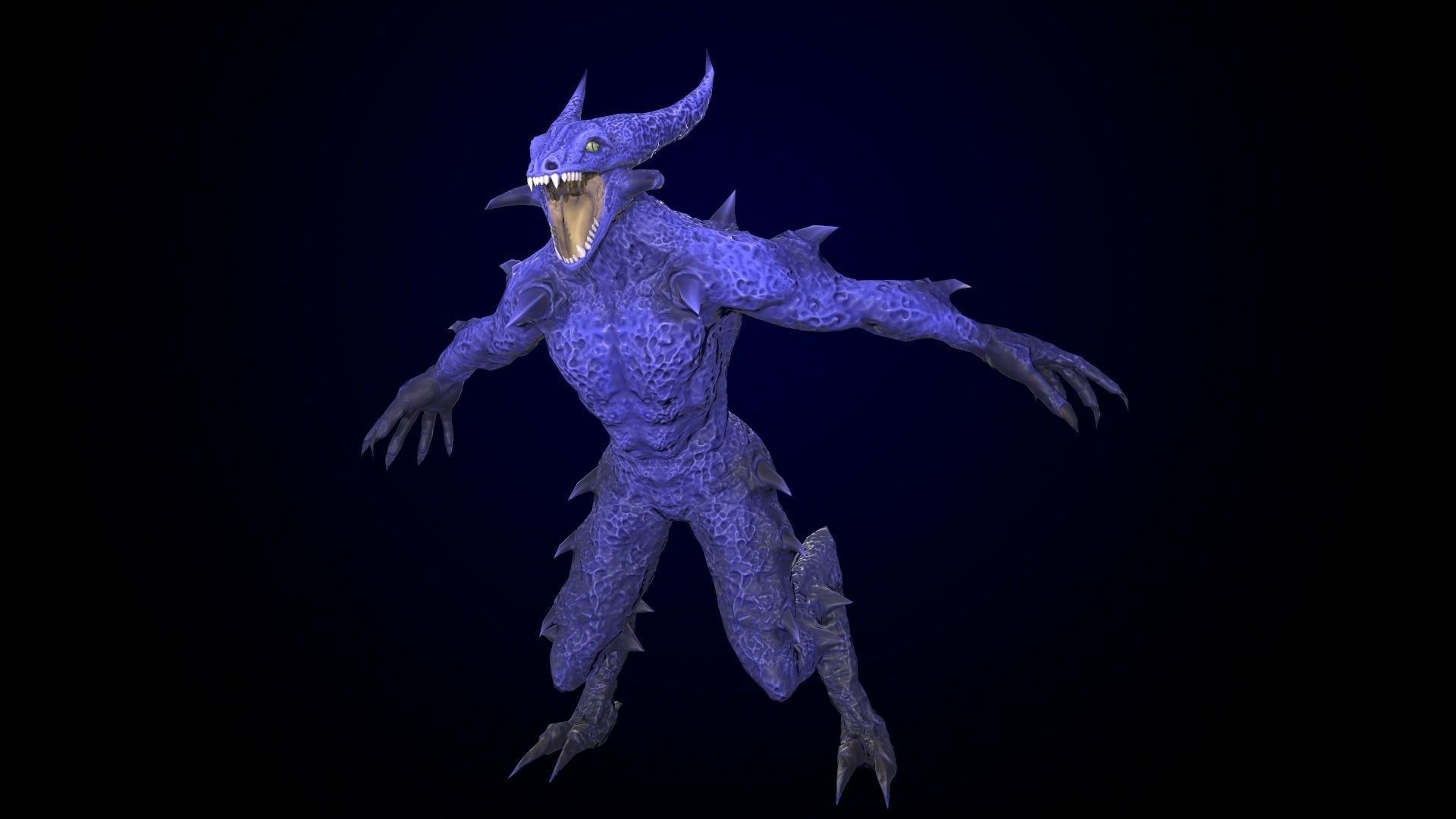 Monster reptilian Low-poly 3D model_3