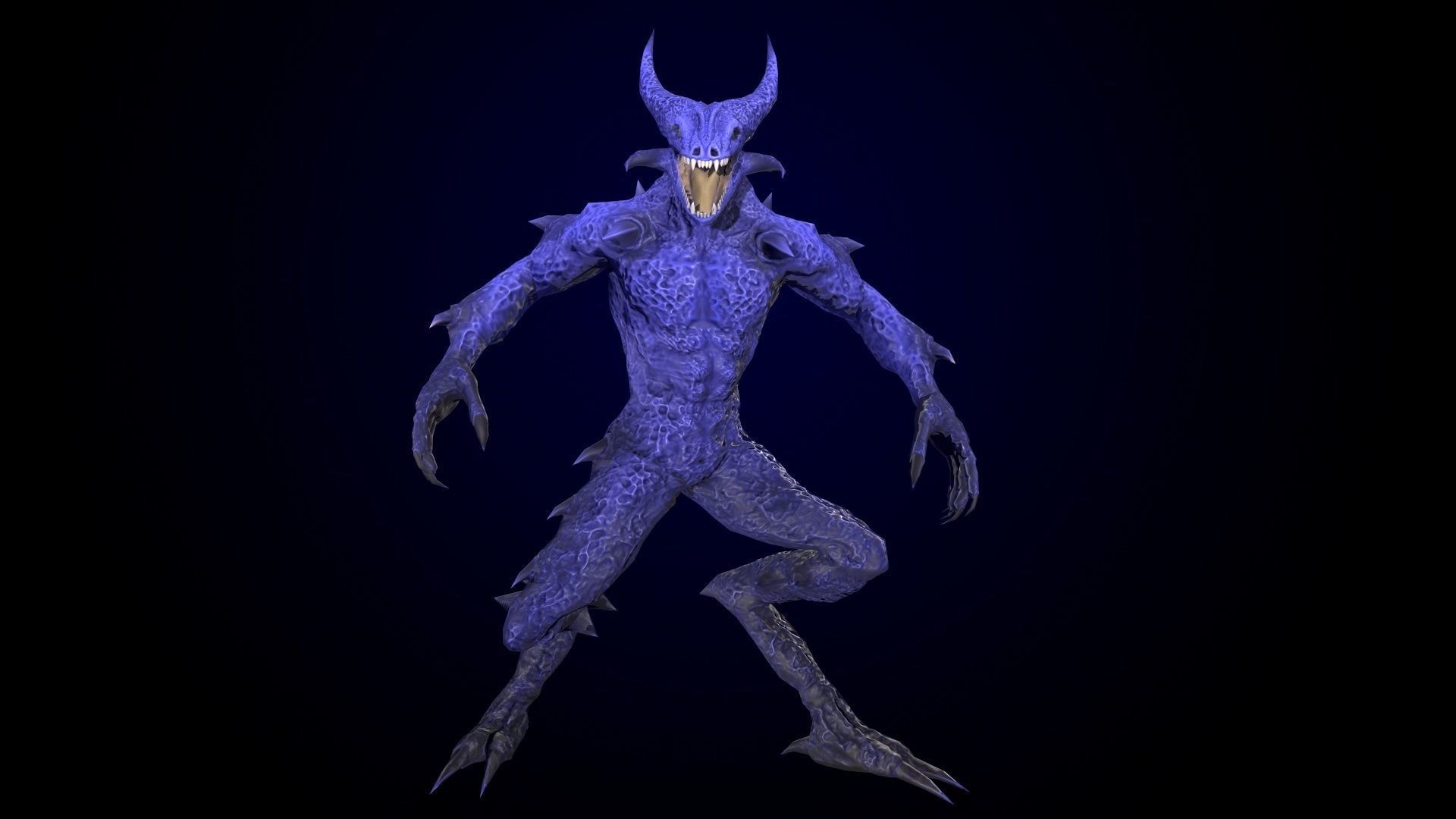 Monster reptilian Low-poly 3D model_7