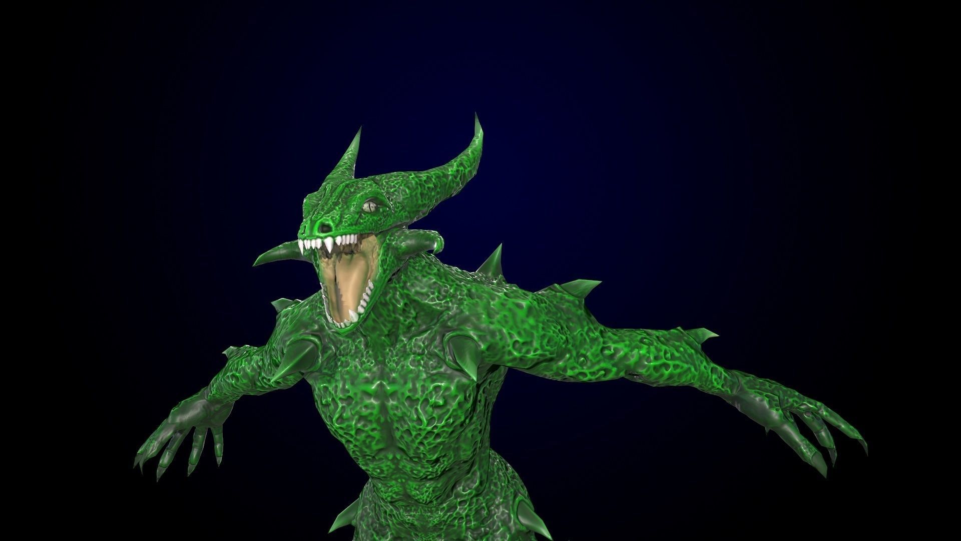 Monster reptilian Low-poly 3D model_10