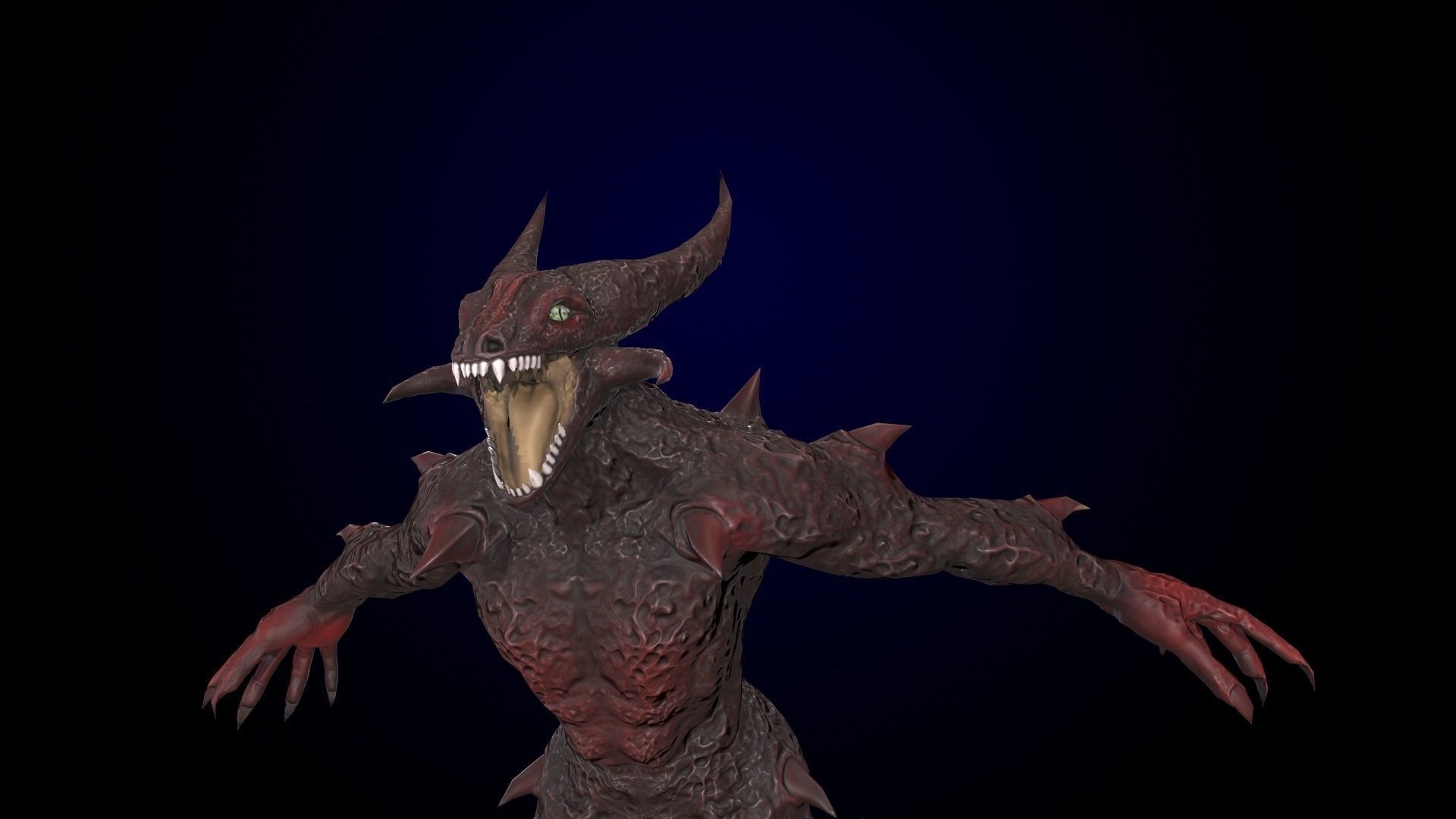 Monster reptilian Low-poly 3D model_17