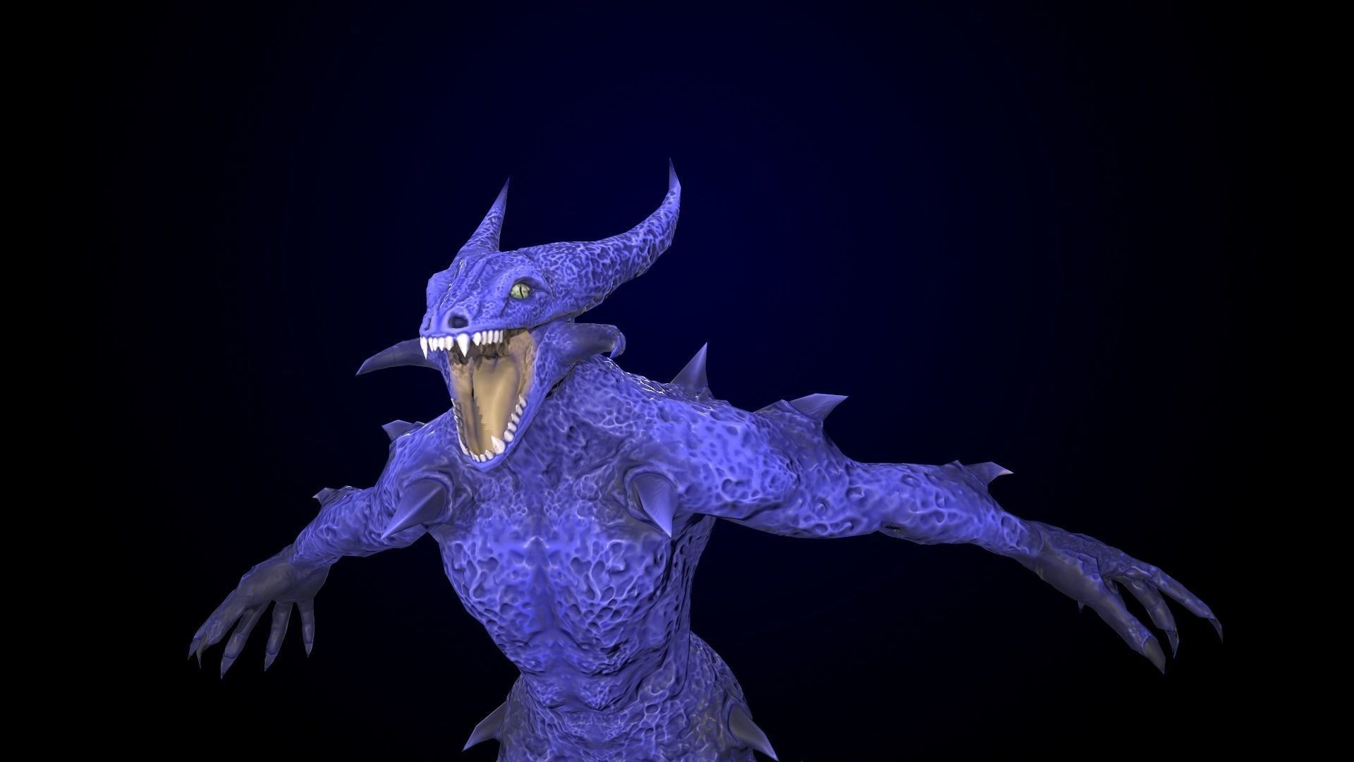 Monster reptilian Low-poly 3D model_16