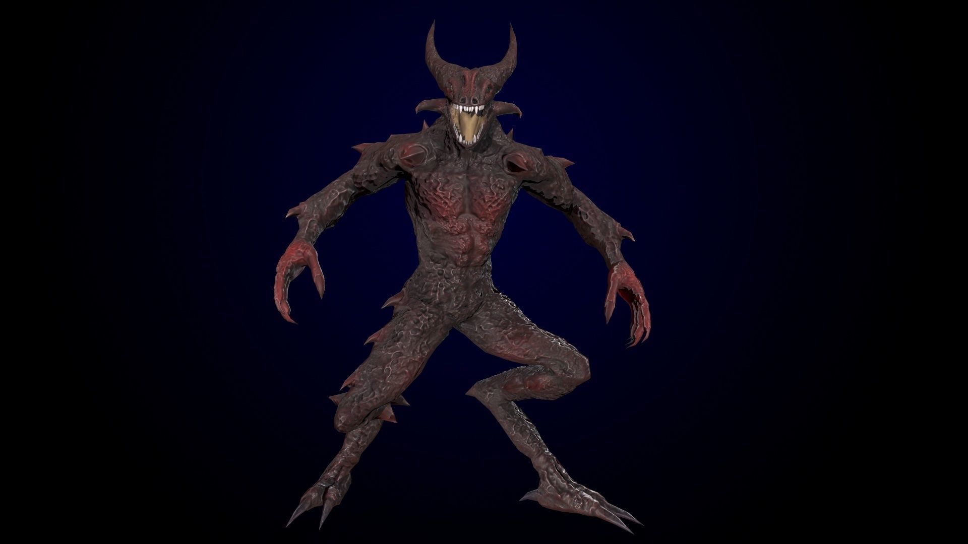 Monster reptilian Low-poly 3D model_4