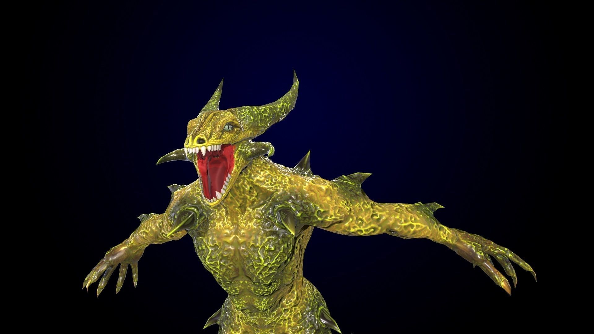 Monster reptilian Low-poly 3D model_12