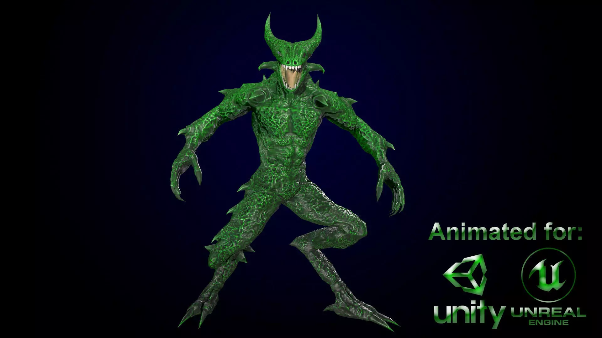 Monster reptilian Low-poly 3D model_0