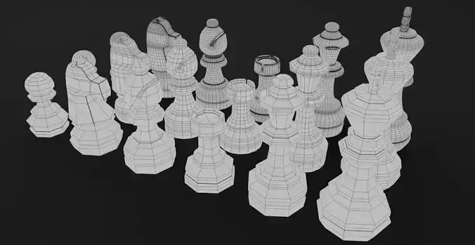 Chess pieces Free Free low-poly 3D model