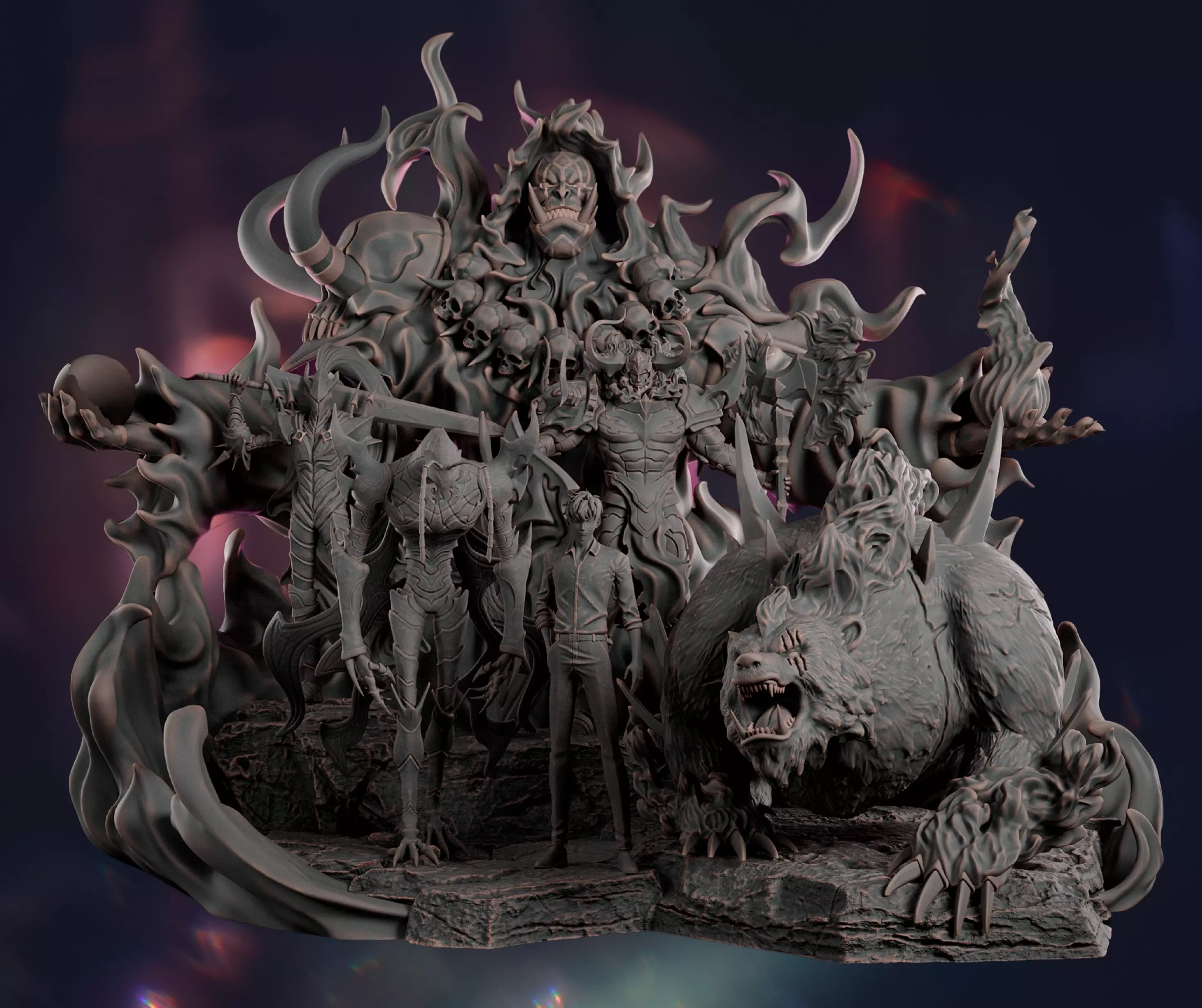 Solo leveling Diorama Archivos STL impresion 3D 3D print model_1