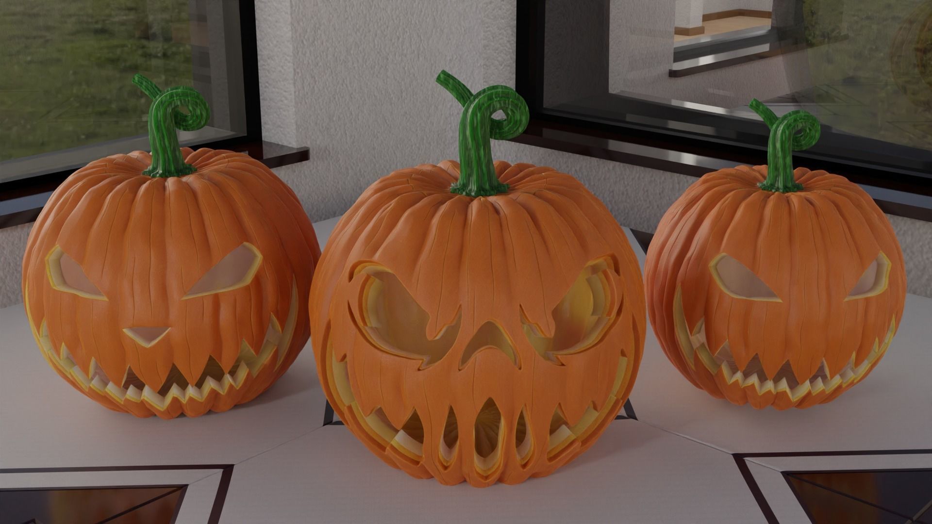 Halloween carved pumpkins 3D model_5