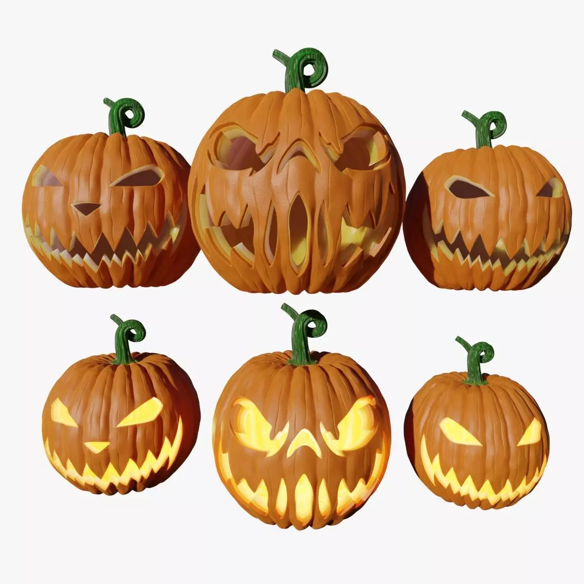 Halloween carved pumpkins 3D model_1
