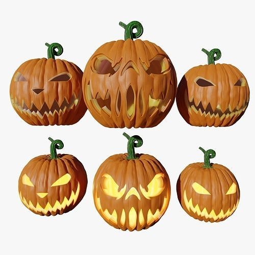 Halloween carved pumpkins 3D model