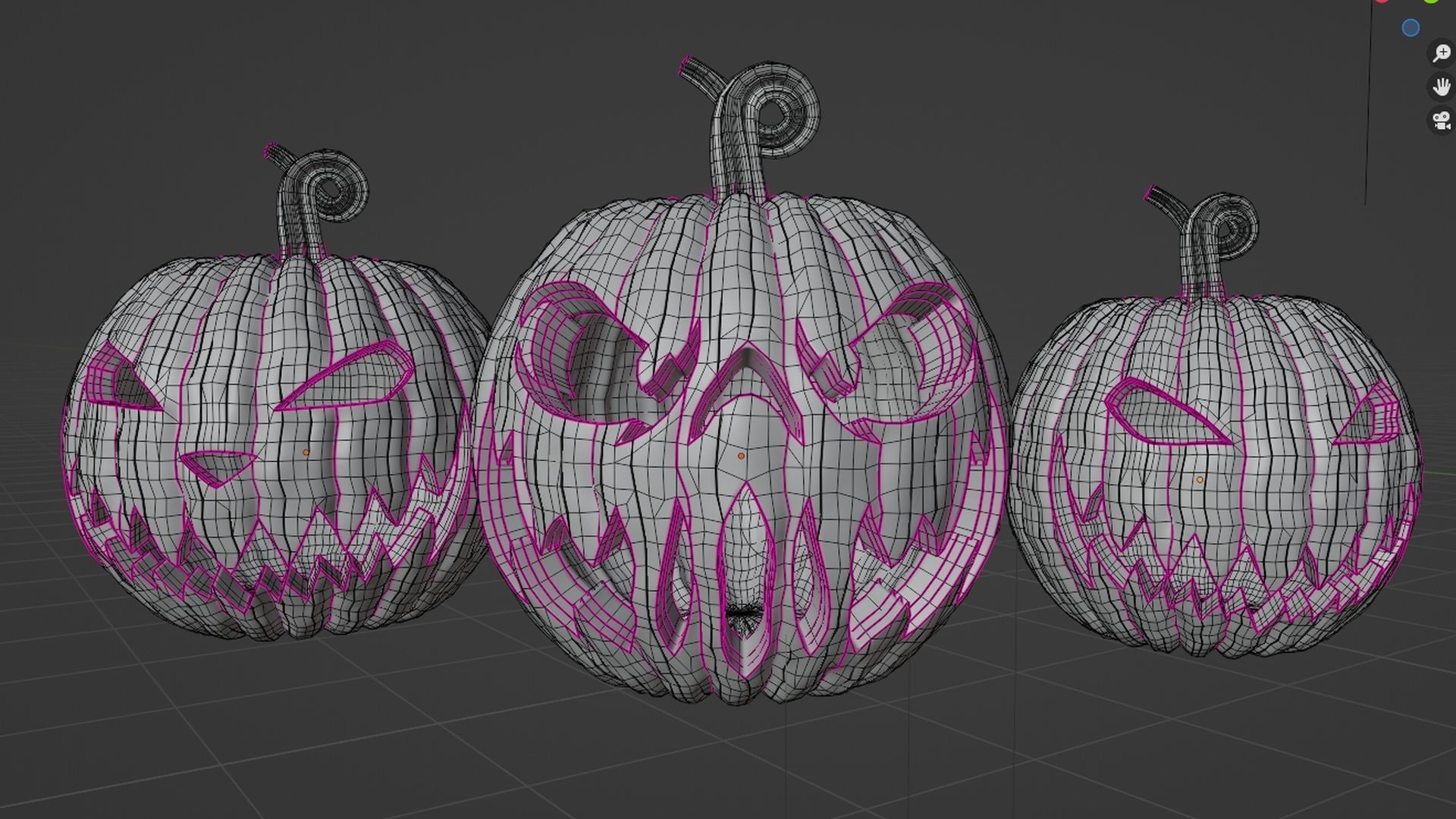 Halloween carved pumpkins 3D model_8