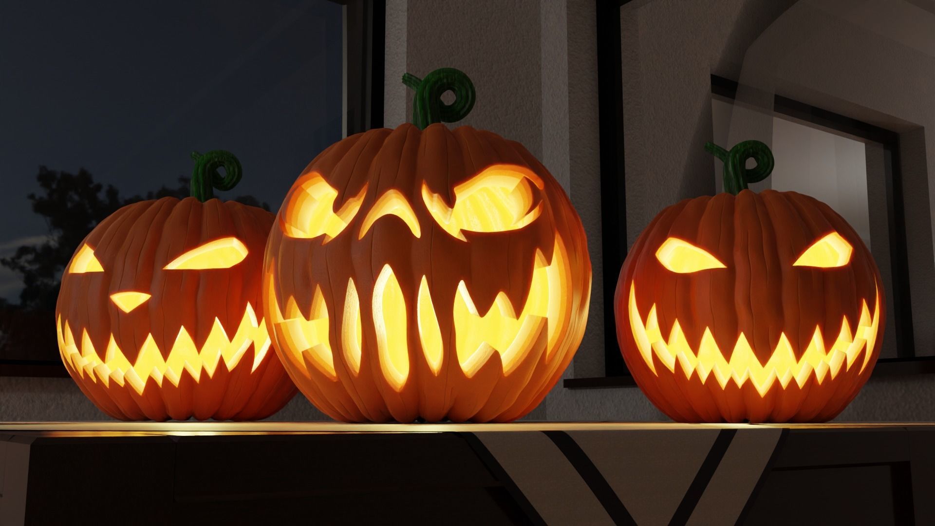 Halloween carved pumpkins 3D model_3
