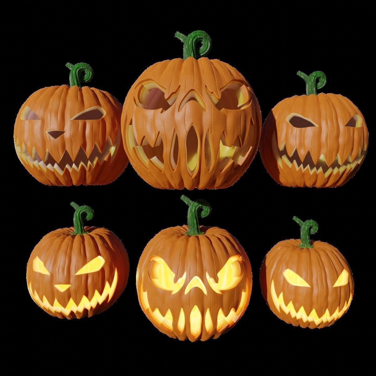 Halloween carved pumpkins 3D model_6