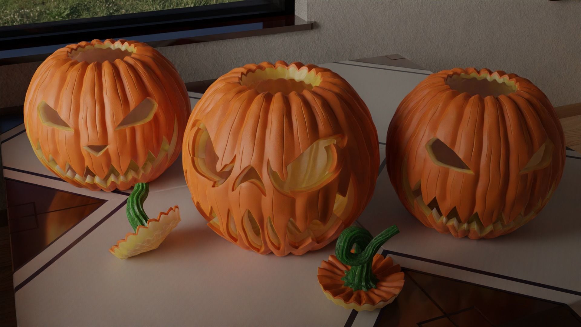 Halloween carved pumpkins 3D model_4