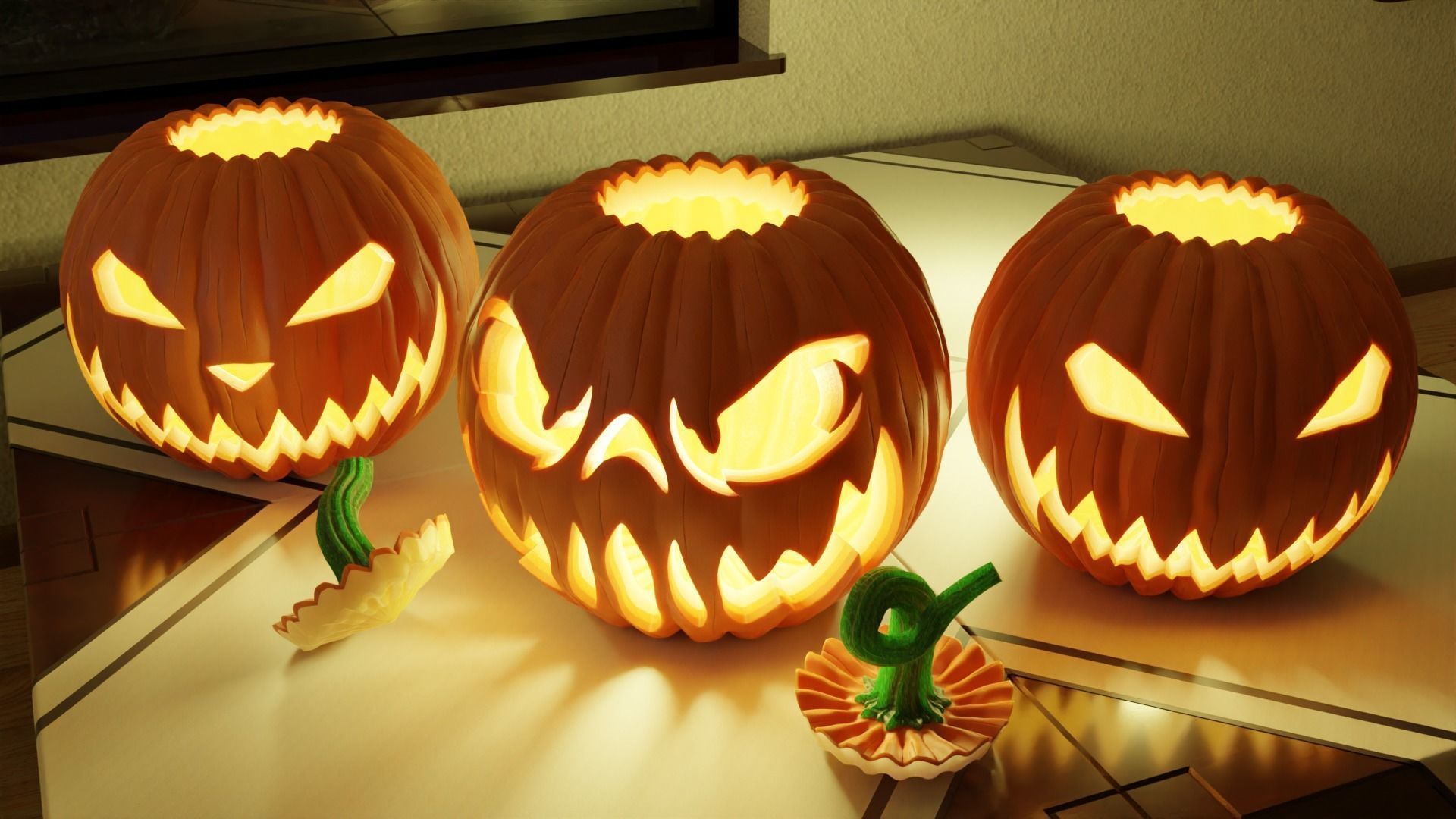 Halloween carved pumpkins 3D model_7