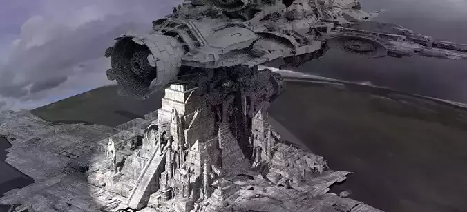 Arch Ship over Pyramids