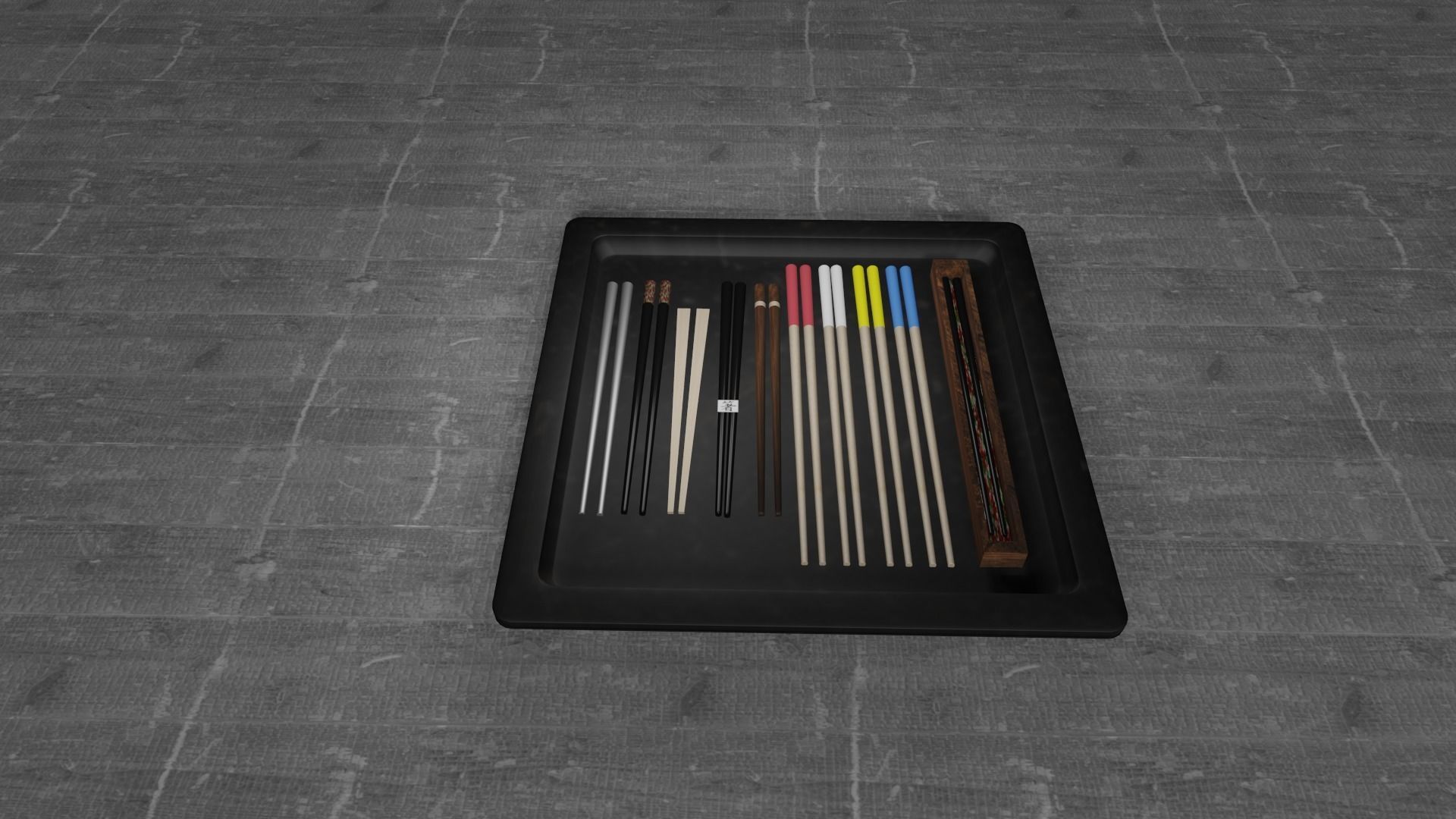 chopsticks set of in box Low-poly 3D model_2