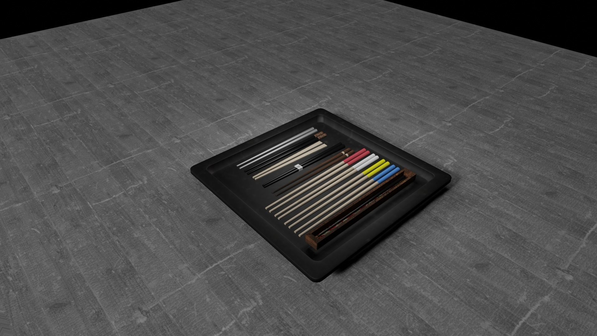 chopsticks set of in box Low-poly 3D model_8
