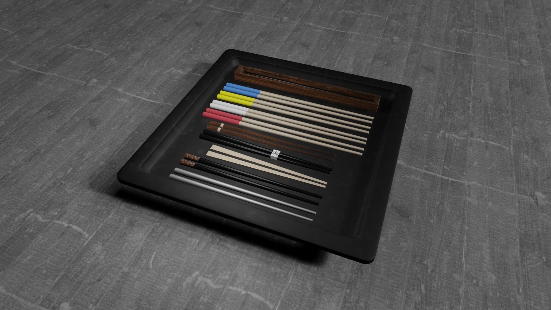 chopsticks set of in box Low-poly 3D model_1