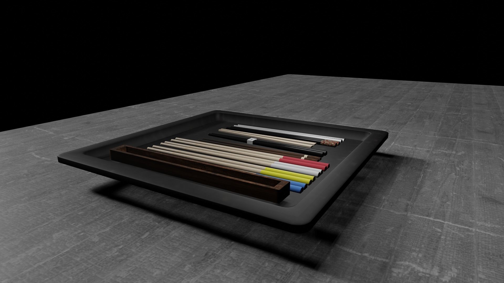 chopsticks set of in box Low-poly 3D model_9