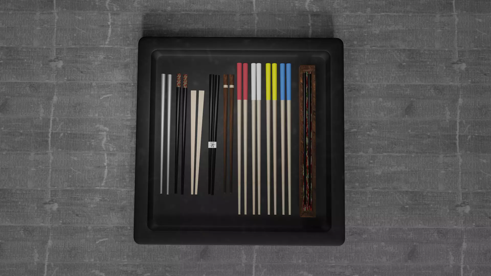 chopsticks set of in box Low-poly 3D model_0